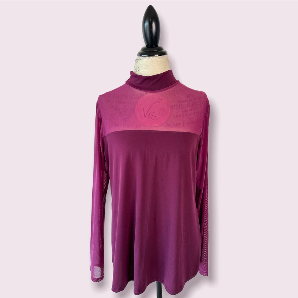 Vintage Flowy Sheer Sleeves Fuchsia Blouse Medium